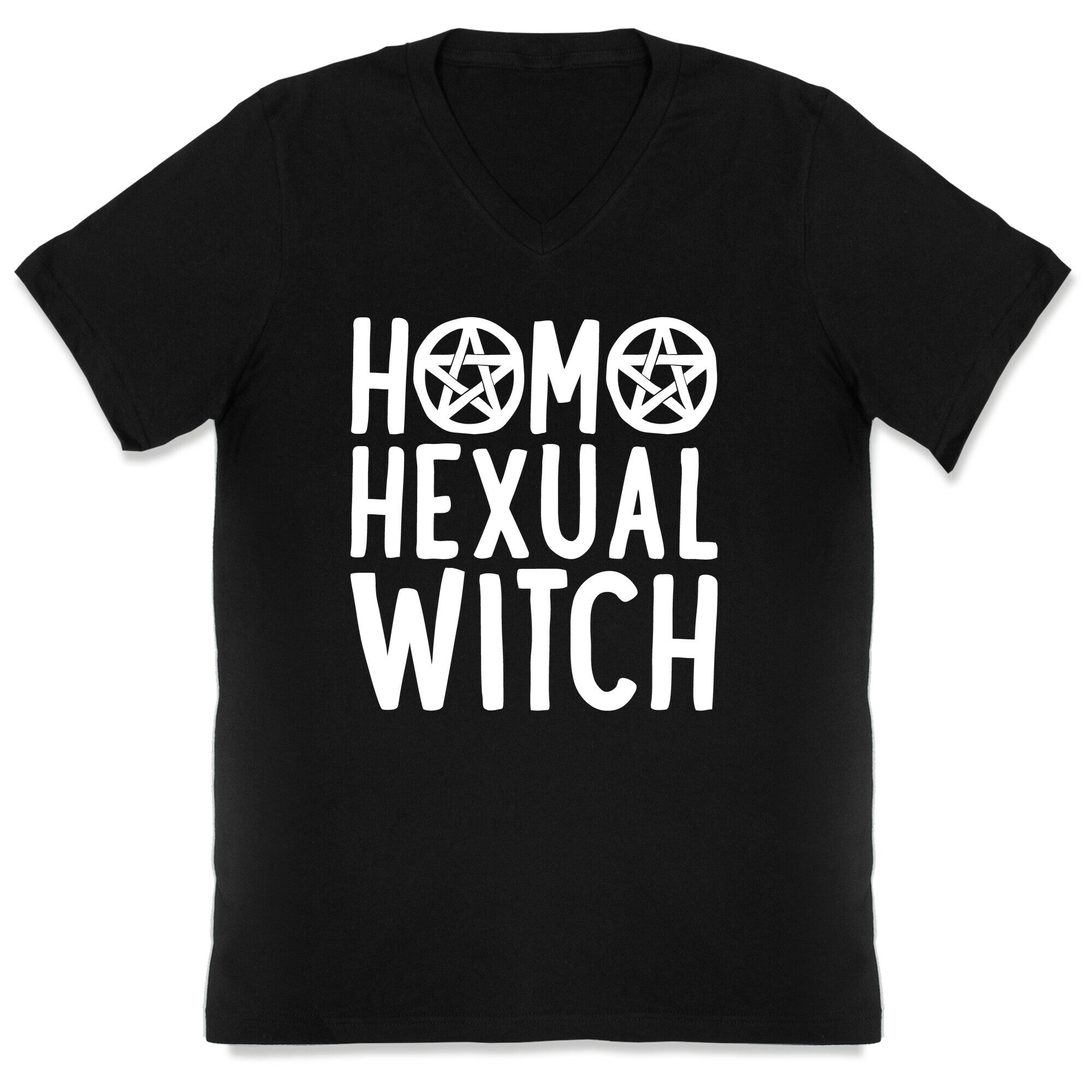Homohexual Witch White Print V-Neck